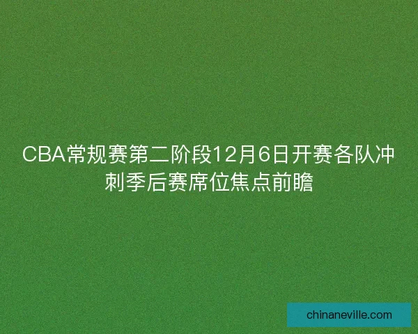 CBA常规赛第二阶段12月6日开赛各队冲刺季后赛席位焦点前瞻