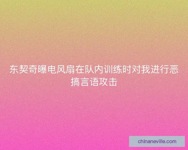 东契奇曝电风扇在队内训练时对我进行恶搞言语攻击