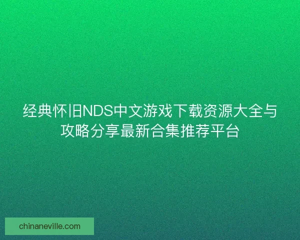 经典怀旧NDS中文游戏下载资源大全与攻略分享最新合集推荐平台